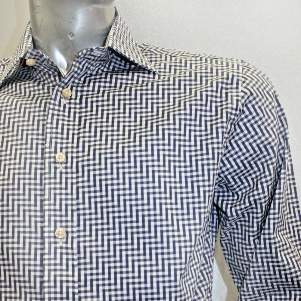 Men's Rufus Navy | White Button Down Long Sleeve Shirt